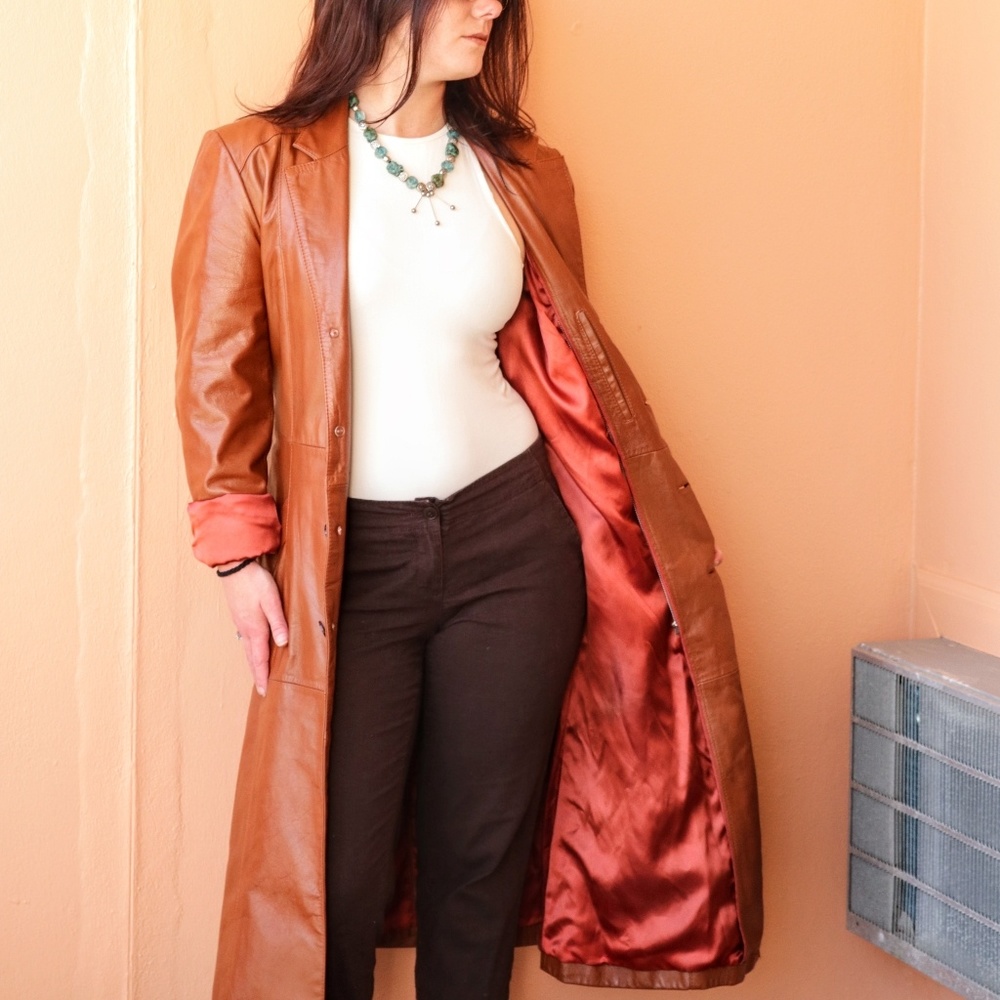 VTG Leather Casablanca Brown Trenchcoat
